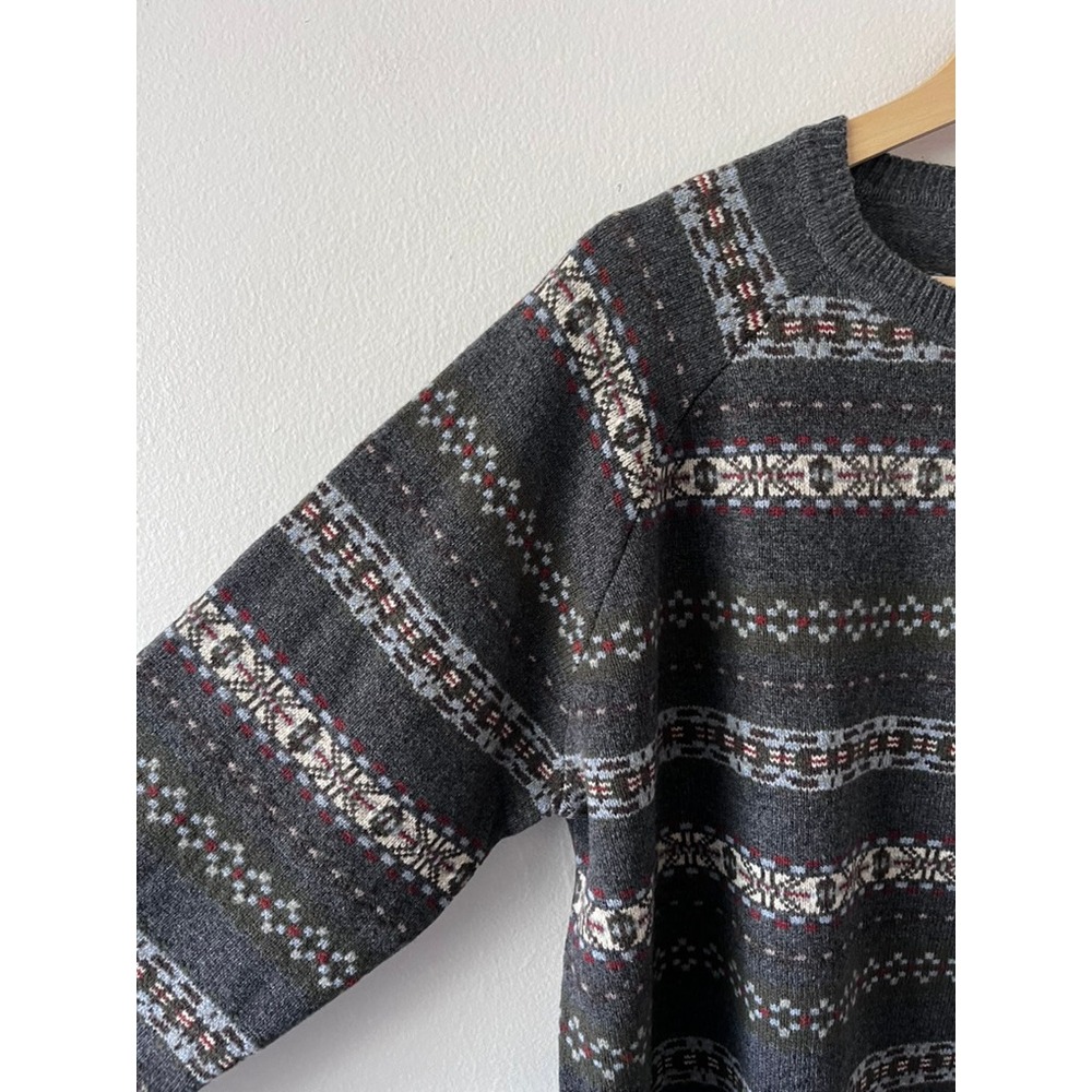 Peter Millar Mountainside Fair Isle Crew Neck Wool Blend Sweater Gray size XL - Picture 5 of 14
